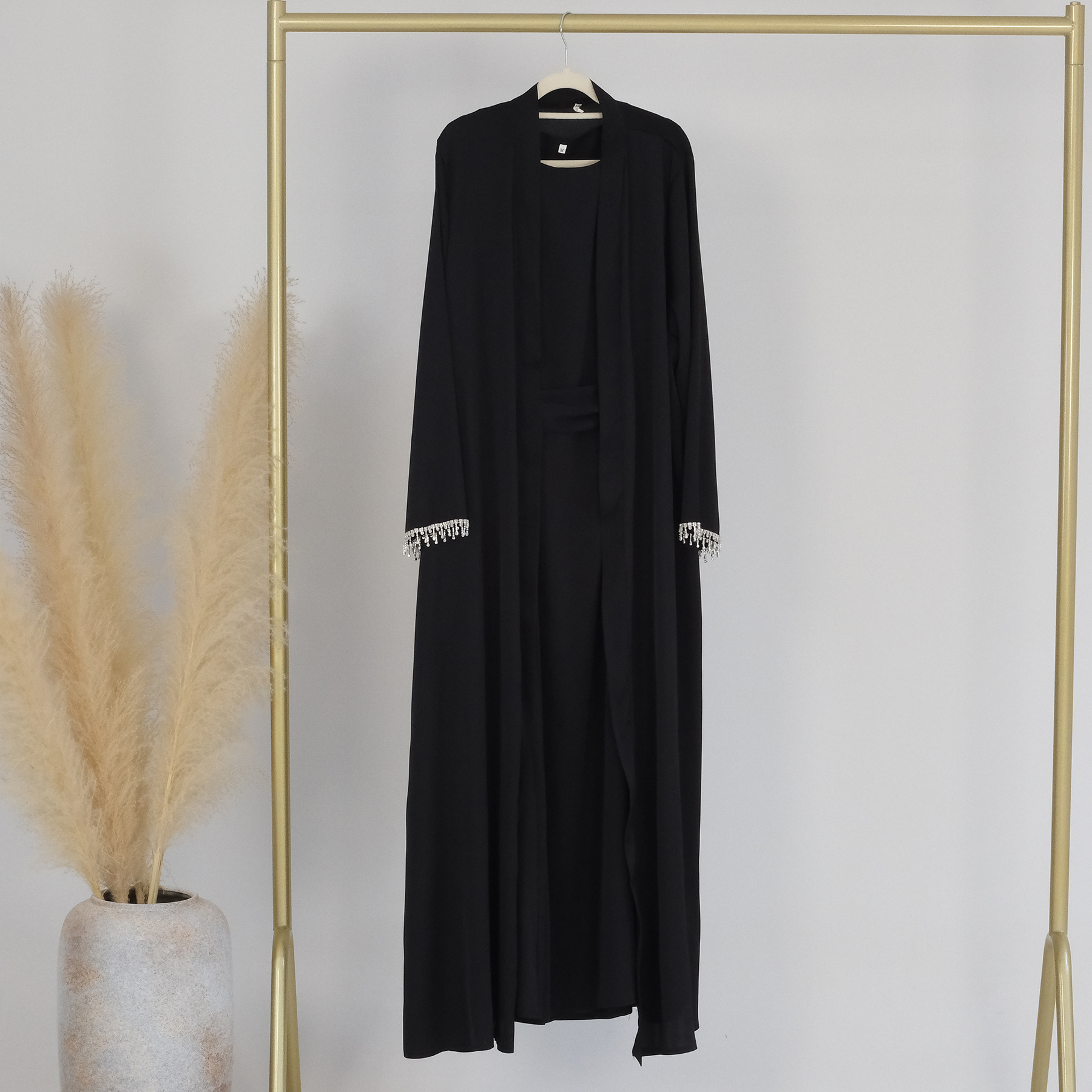 Luxurious Dubai Abaya Open Scattered Beaded Abaya Muslim Full Dress High Quality Customized Modesty Abaya