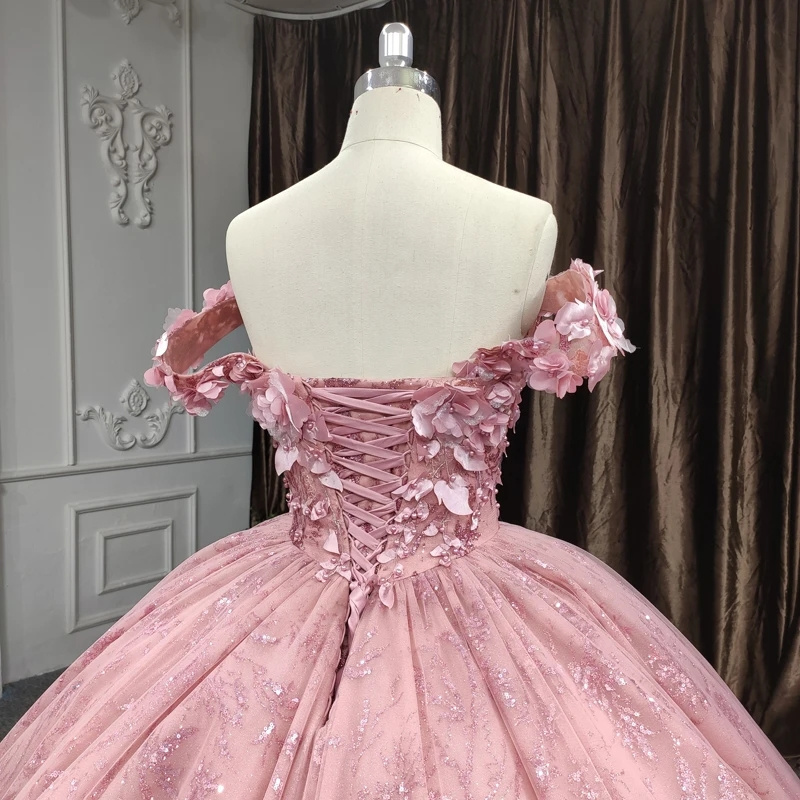 Quinceanera Dresses Ball Gown Flower Vestidos De Evening Party Dress