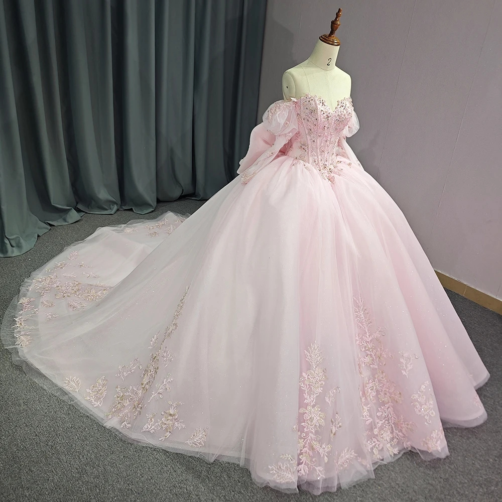 Pink Shiny Sweetheart Quinceanera Dress