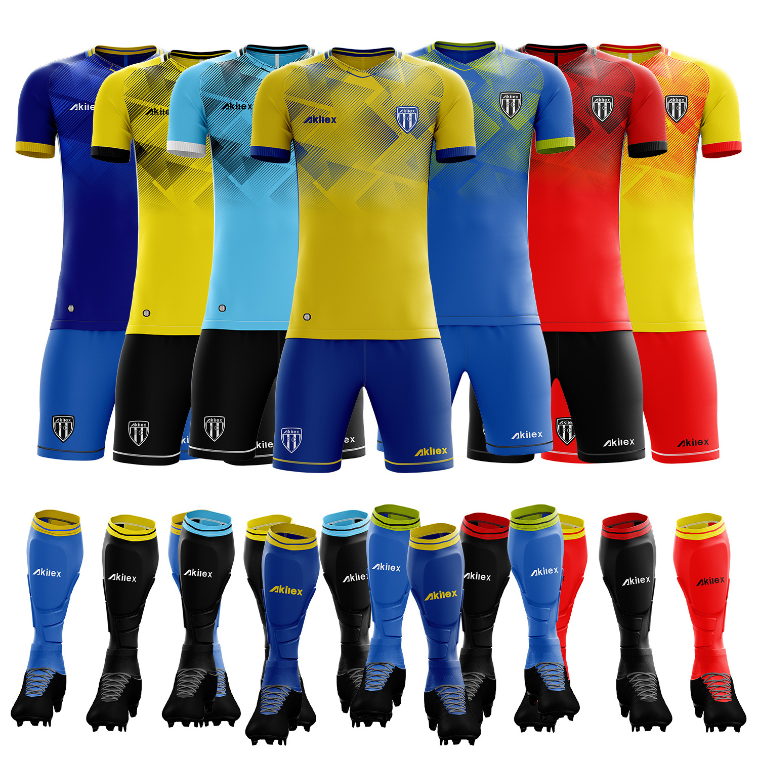 Akilex Custom Retro Quick Dry Sports Kit Football Soccer Wear Factory Sublimated Printing Custom Sublimation Soccer Jerseys