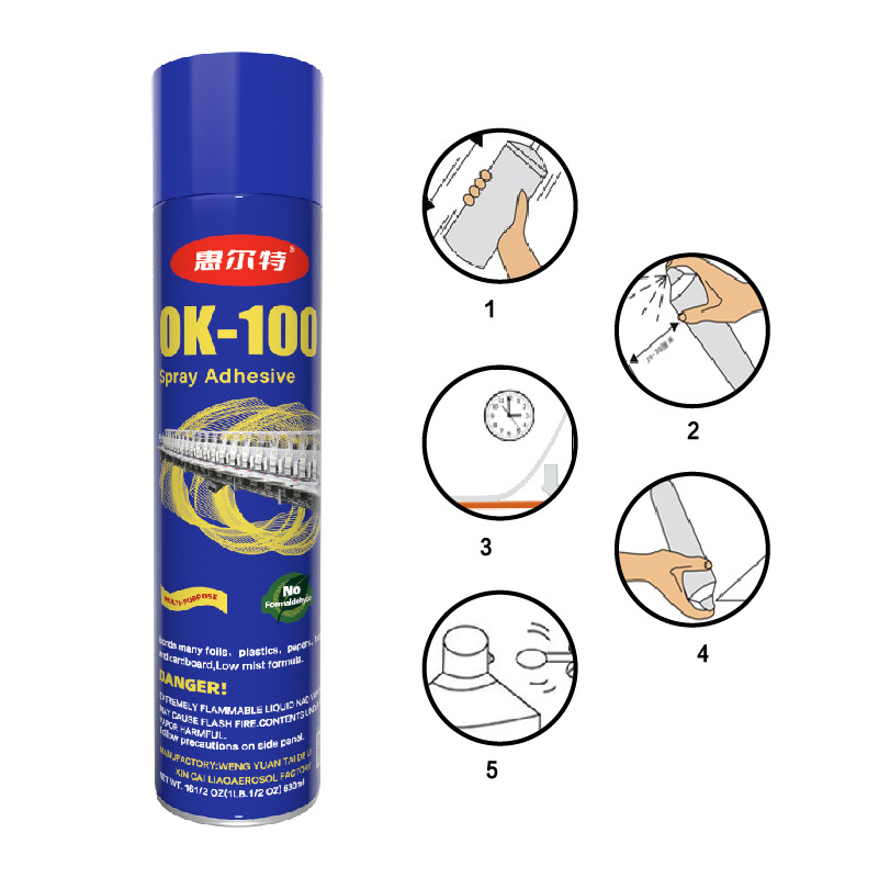 Manufacturer Wholesale OK-100 Embroidery Spray Adhesive Glue For Embroidery Patches Fabric Cloth Garment