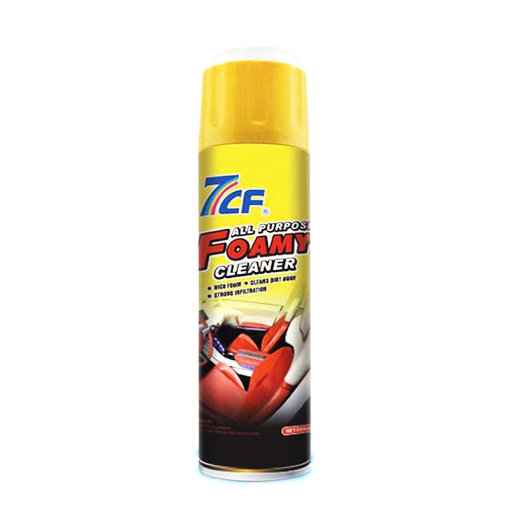 7CF 650ml Car Care Leather Interior Car Cleaner Multi Purpose Foam Cleaner Spray with Brush