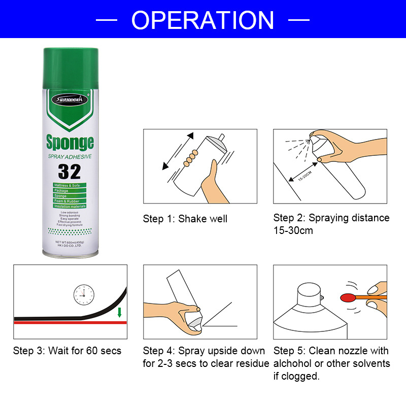 Sprayidea 32 Aerosol Upholstery Glue Spon 600ml Adhesive Foam for Mattress Sofa Construction Packing Woodworking