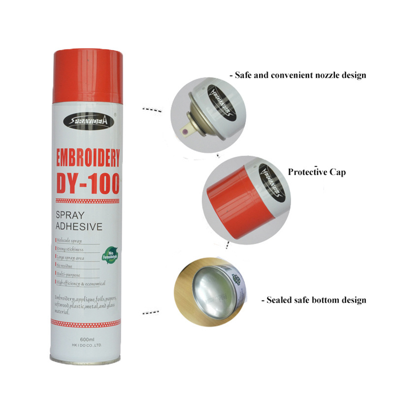 Manufacturer Supply Sprayidea DY-100 Temporary Eco-Friendly Spray Adhesive Glue for Embroidery Low Odor Bonds Rubber