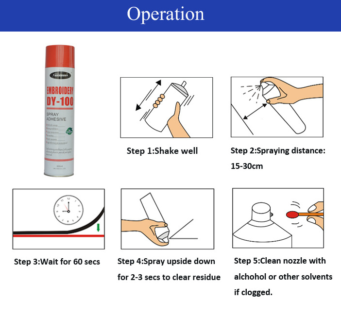 Sprayidea DY-100 transparent fabric spray glue for embroidery textile fabric