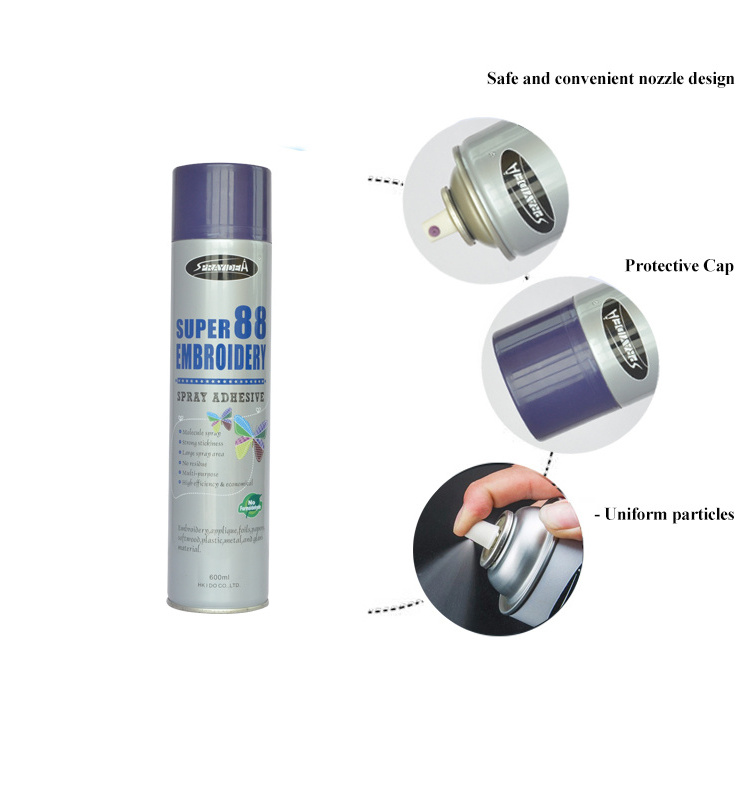 Super 88 Eco-Friendly Embroidery Aerosol Glue Low Odor SBS Based Fabric Adhesive Spray