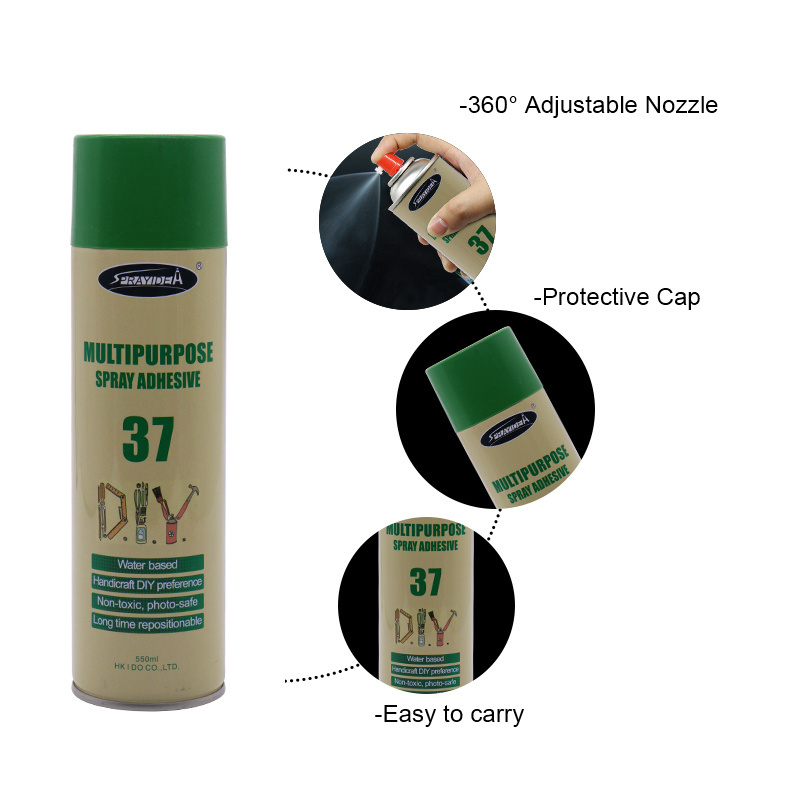 Sprayidea 37 Hot Sale Light materials Multipurpose Water Based Spray Adhesive for DIY paper plastic fabric