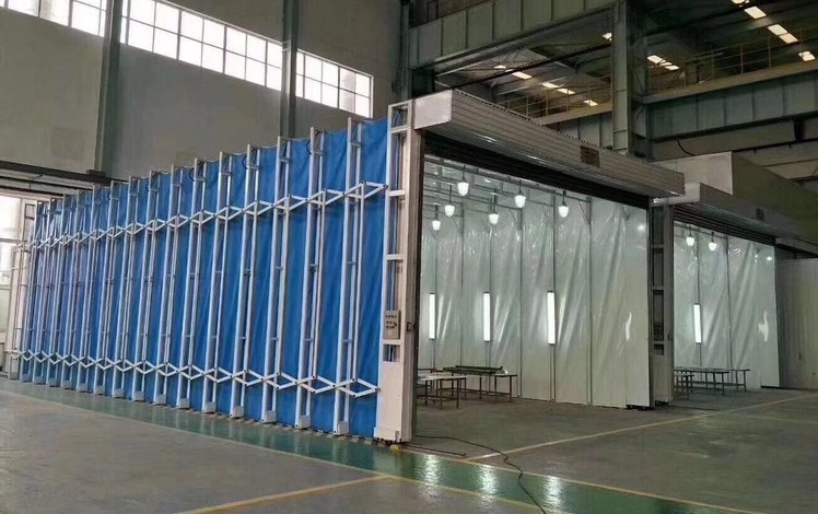 Telescopic Spray Booth With Back Exhaust Fan System Exprooof Lighting on Top retractable spray booth