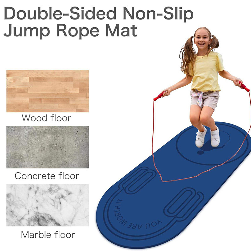 Manufacture Printed Eco Friendly Rubber Oval Skipping Mat Indoor Outdoor Shock Absorbing Jump Rope Mat