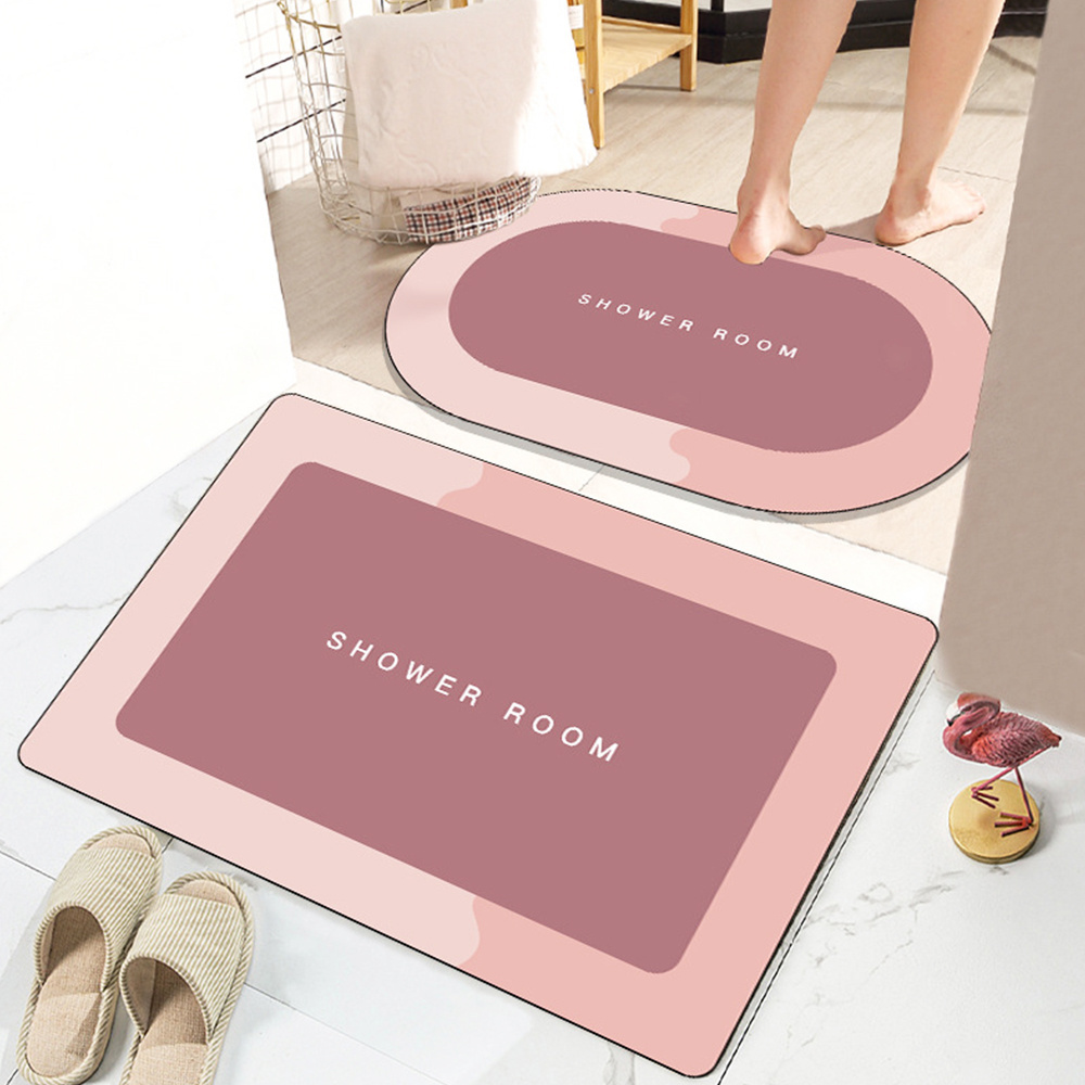 Factory Custom Anti Slip Rubber Diatom Mud Shower Mat Water Absorbent Diatomite Bath Mat