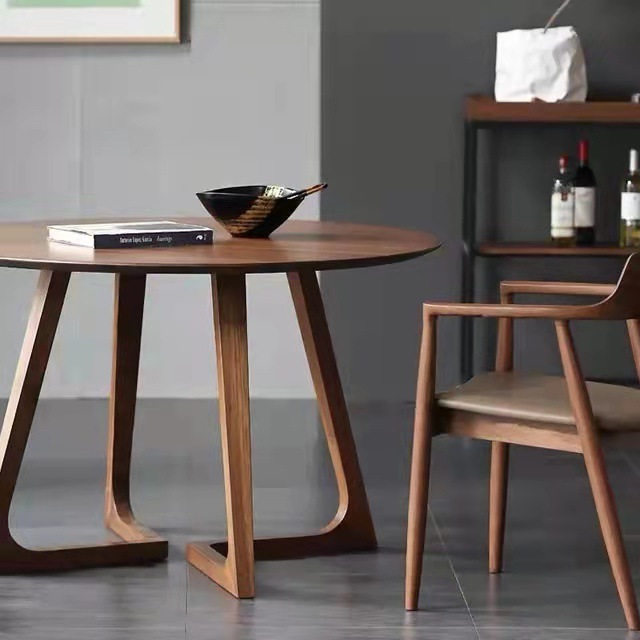 Modern high end dining table solid wooden luxury round shape coffee table in nordic