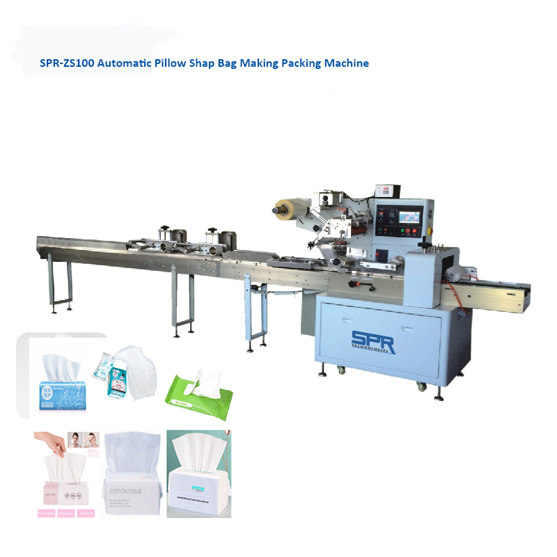 ZS100P Full-Auto Face Tissue Towel Wet Wipes Diaper Napkin Wet Tissue Bag Making Pillow Shape Packing Machine