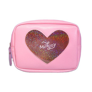 Custom Girls Travel Clutch Purse Transparent Clear Sparkle Heart Window Makeup Bag Holographic Amenity Women Cosmetic Bag