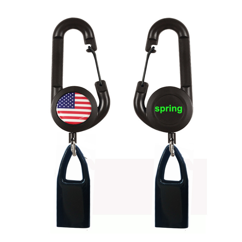 Custom  Carabiner  Lighter Retractable Key chain Badge Reel Rubber Holder Silicone Lighter Clipper leash