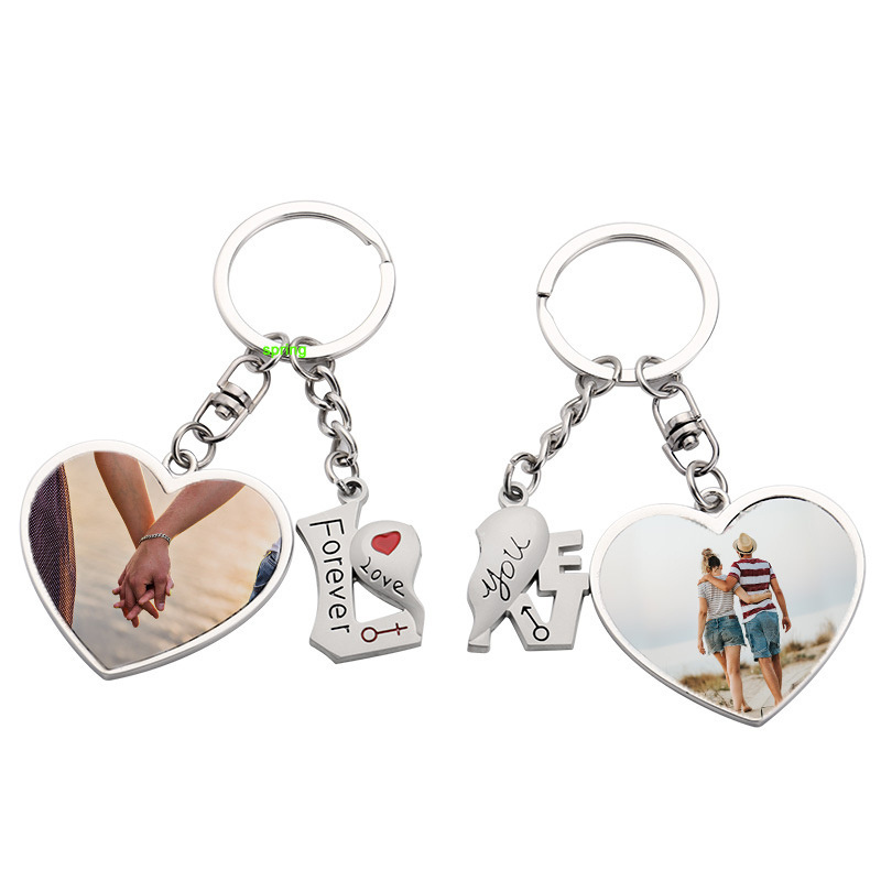 Romantic family Metal Photo Blank Keychain  Personality Creative Hollow Custom Couples and lovers Metal Key chain