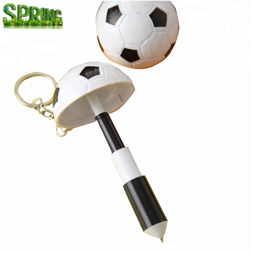 Customized logo soccer ball pen key chain,football Ballpoint pen with keychain