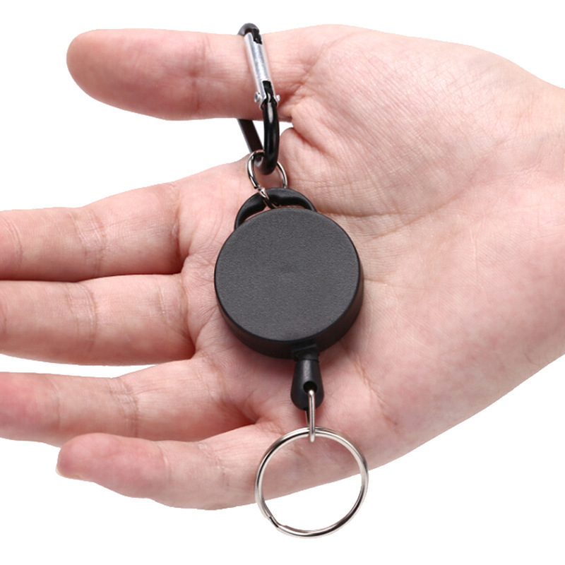 Metal Carabiner  Retractable Badge Key Holder Nylon Cord  Cable ID Badge Reel With Keyring For Key chain