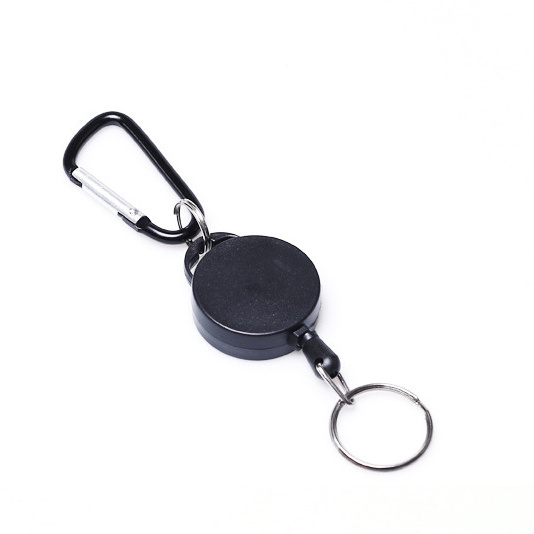 Metal Carabiner  Retractable Badge Key Holder Nylon Cord  Cable ID Badge Reel With Keyring For Key chain