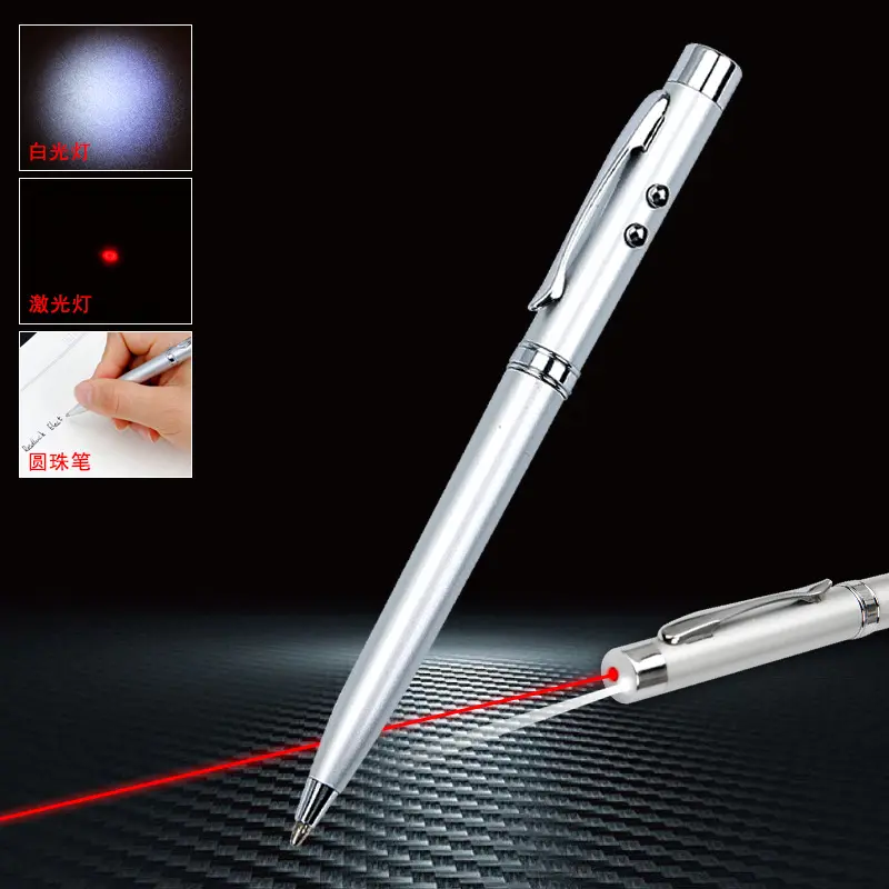 Multi Functional Ballpoint Pen Colorful LED Light Pen Promotion Laser Custom Logo Metal Ball Pointer Pen