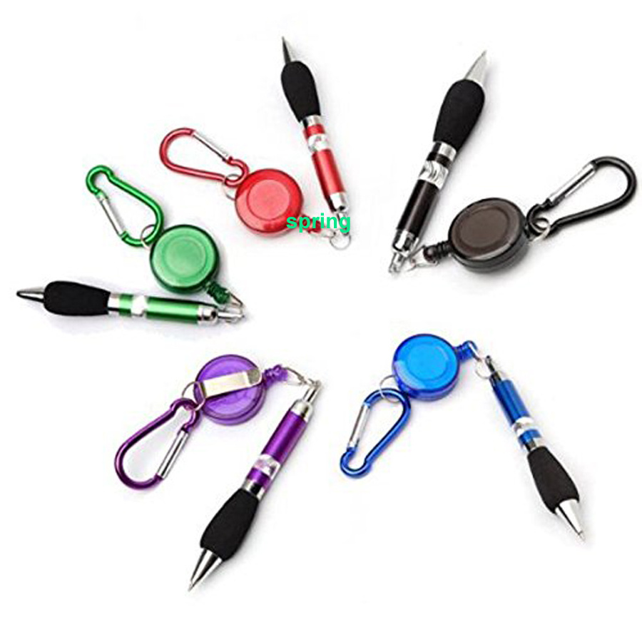 Promotional Gift Pen Custom Carabiner Hooks Badge Holder With Metal Ball Point Pen Set