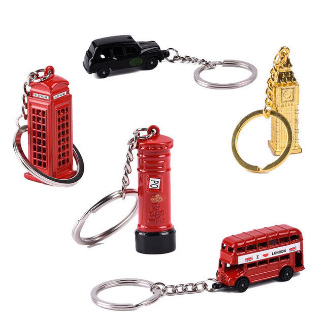 Promotion gift mini british U K Classic style phone booth keychain , england london double bus design Souvenirs key ring