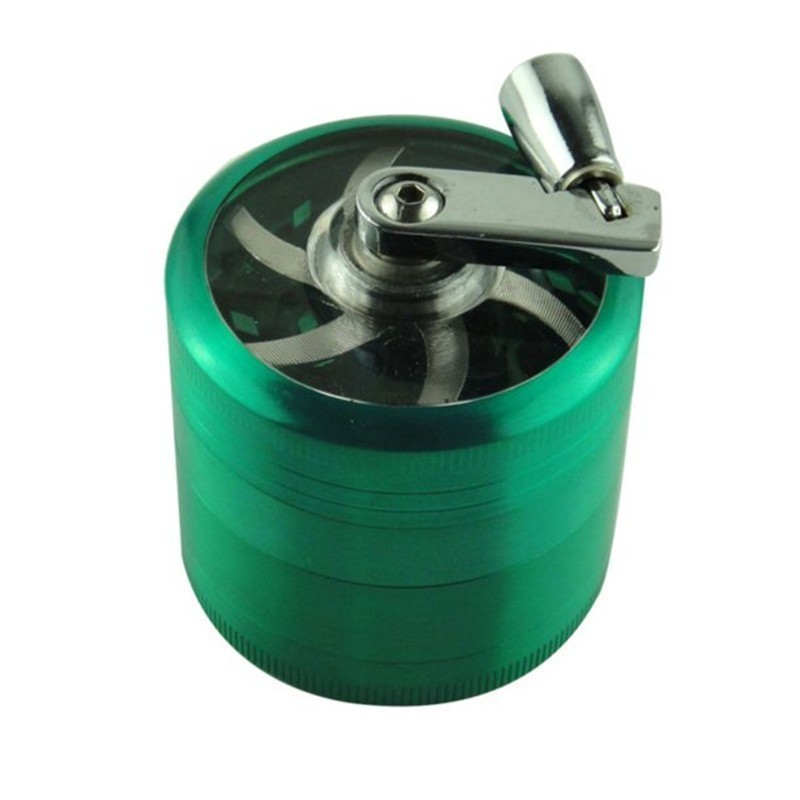 Metal Zinc Alloy Tobacco 40mm zinc alloy smoke grinder with 4-layer hand cranked metal grinder and handle Grinder