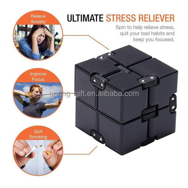 infinity  Magic Cube for Kids and Adults Mini Gadget Spinner Fidget Toy Better for Stress and Anxiety Relief and Kill Time Black