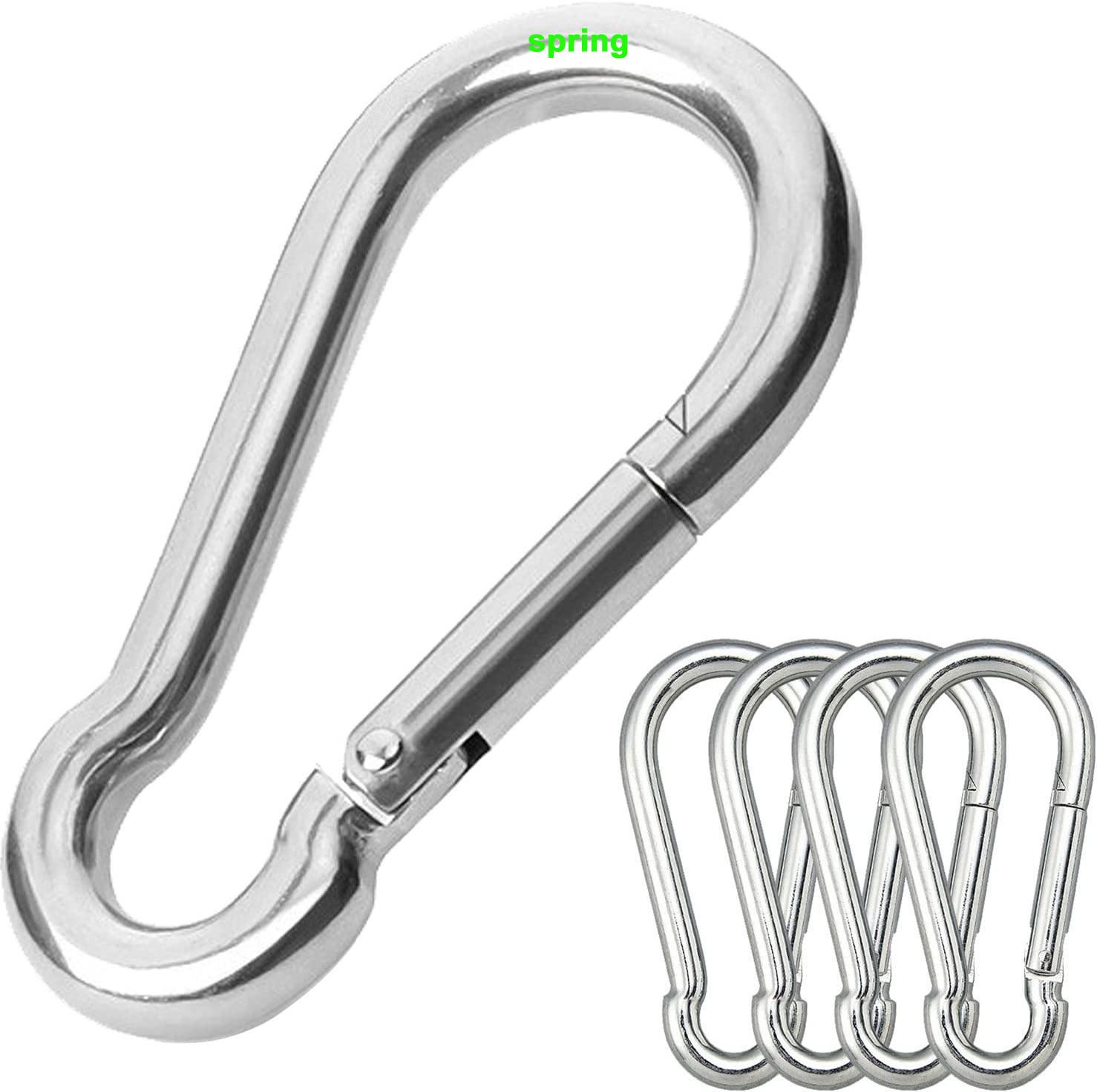 Large Stainless Steel Carabiner  Heavy Duty Spring Snap Hook, Locking Climbing Hooks Clips for Gym, Plant Hanging