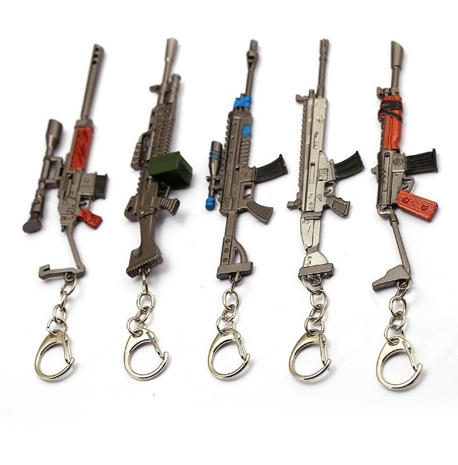 Games  model Exquisite Mini gun knife keychain , metal fans key ring , Sub machine Automatic rifle key chain