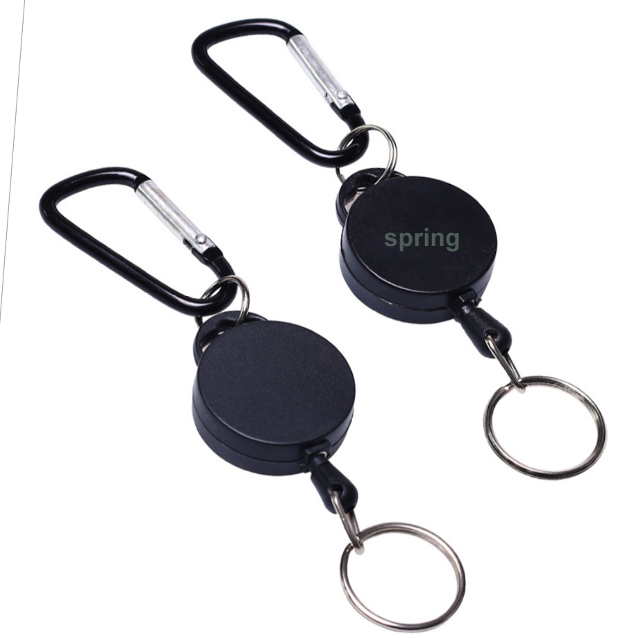 Metal Carabiner  Retractable Badge Key Holder Nylon Cord  Cable ID Badge Reel With Keyring For Key chain