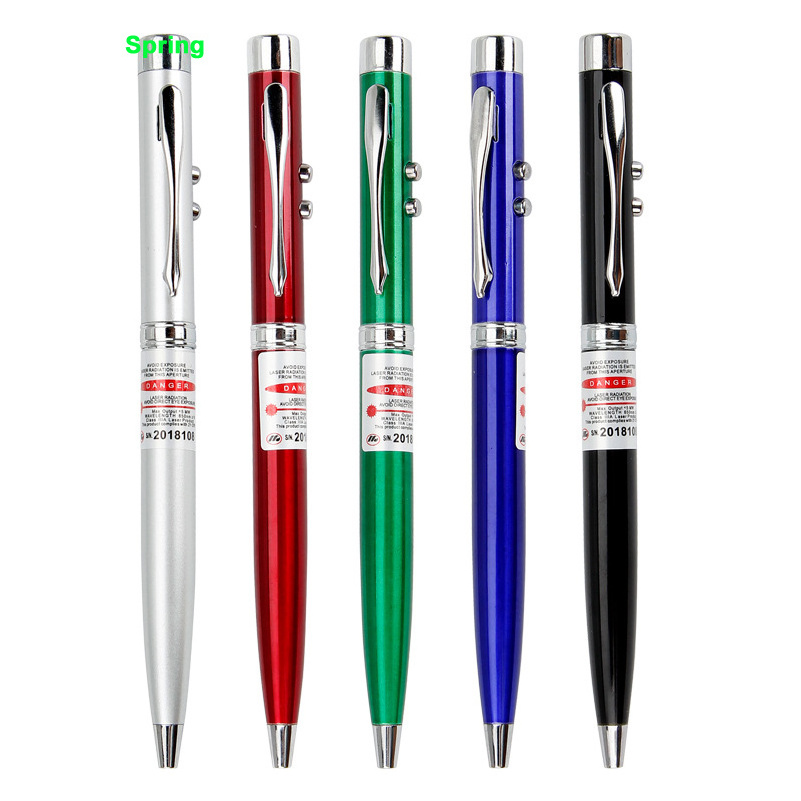 Multi Functional Ballpoint Pen Colorful LED Light Pen Promotion Laser Custom Logo Metal Ball Pointer Pen