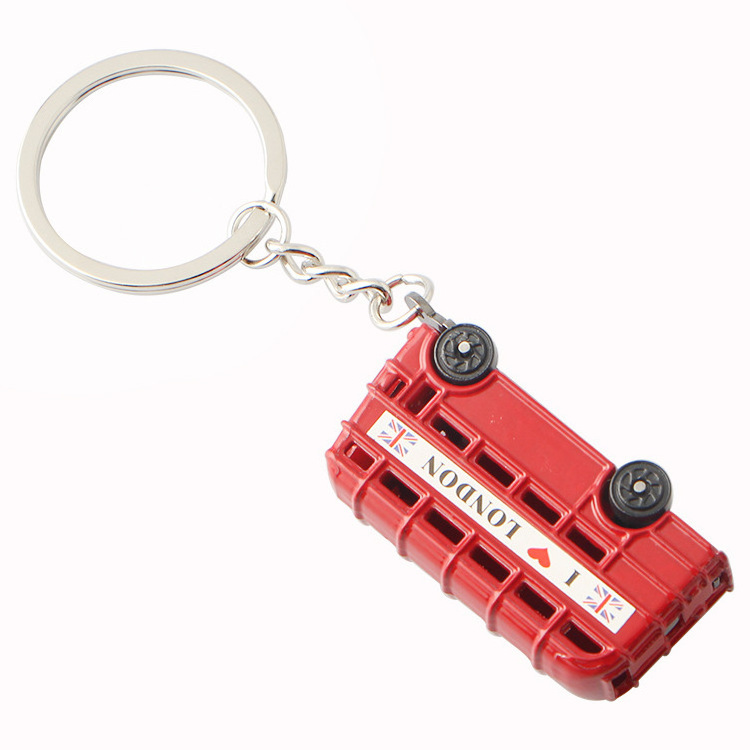 Promotion gift mini british U K Classic style phone booth keychain , england london double bus design Souvenirs key ring