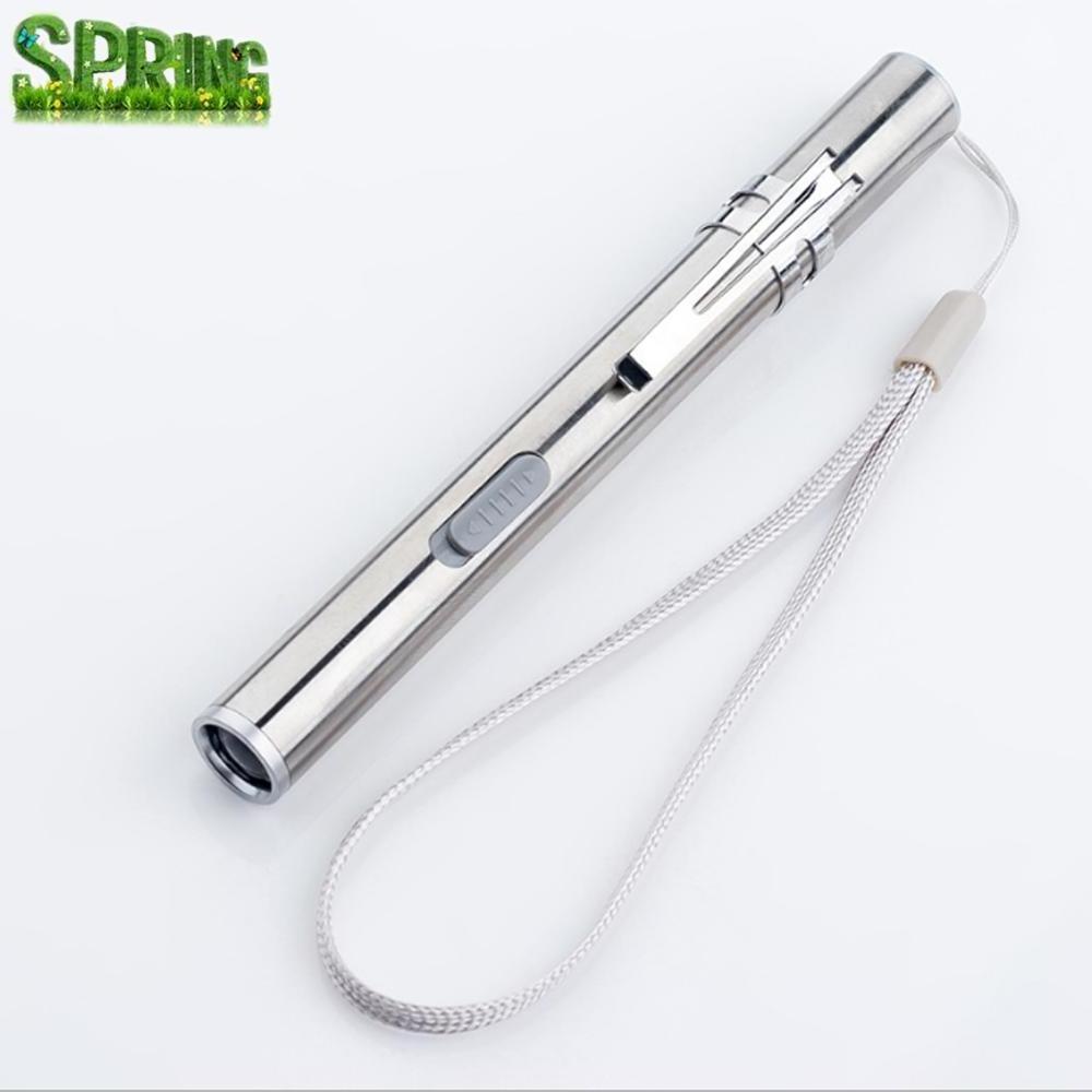 Metal Portable Usb mini rechargeable flashlight Stainless steel glare medical flashlight Pen light LED with lithium battery