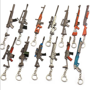 Games  model Exquisite Mini gun knife keychain , metal fans key ring , Sub machine Automatic rifle key chain