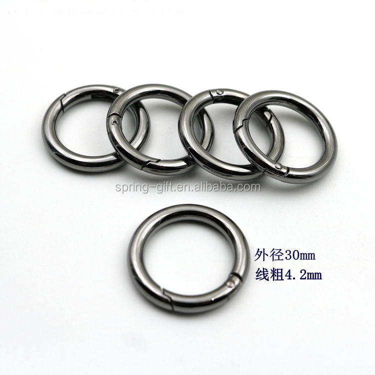 Garment & processing accessories round carabiner copper, Zinc alloy hardware metal hook Ring circle buckles 25 30 35 40 45mm