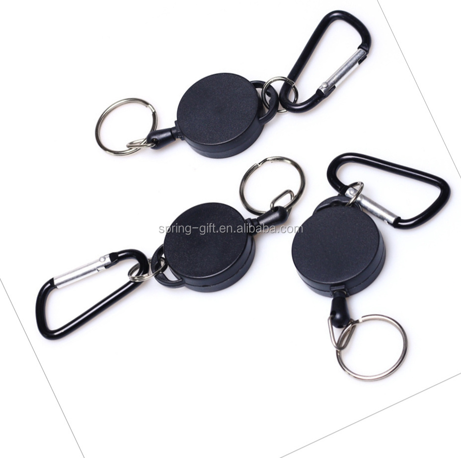 Metal Carabiner  Retractable Badge Key Holder Nylon Cord  Cable ID Badge Reel With Keyring For Key chain