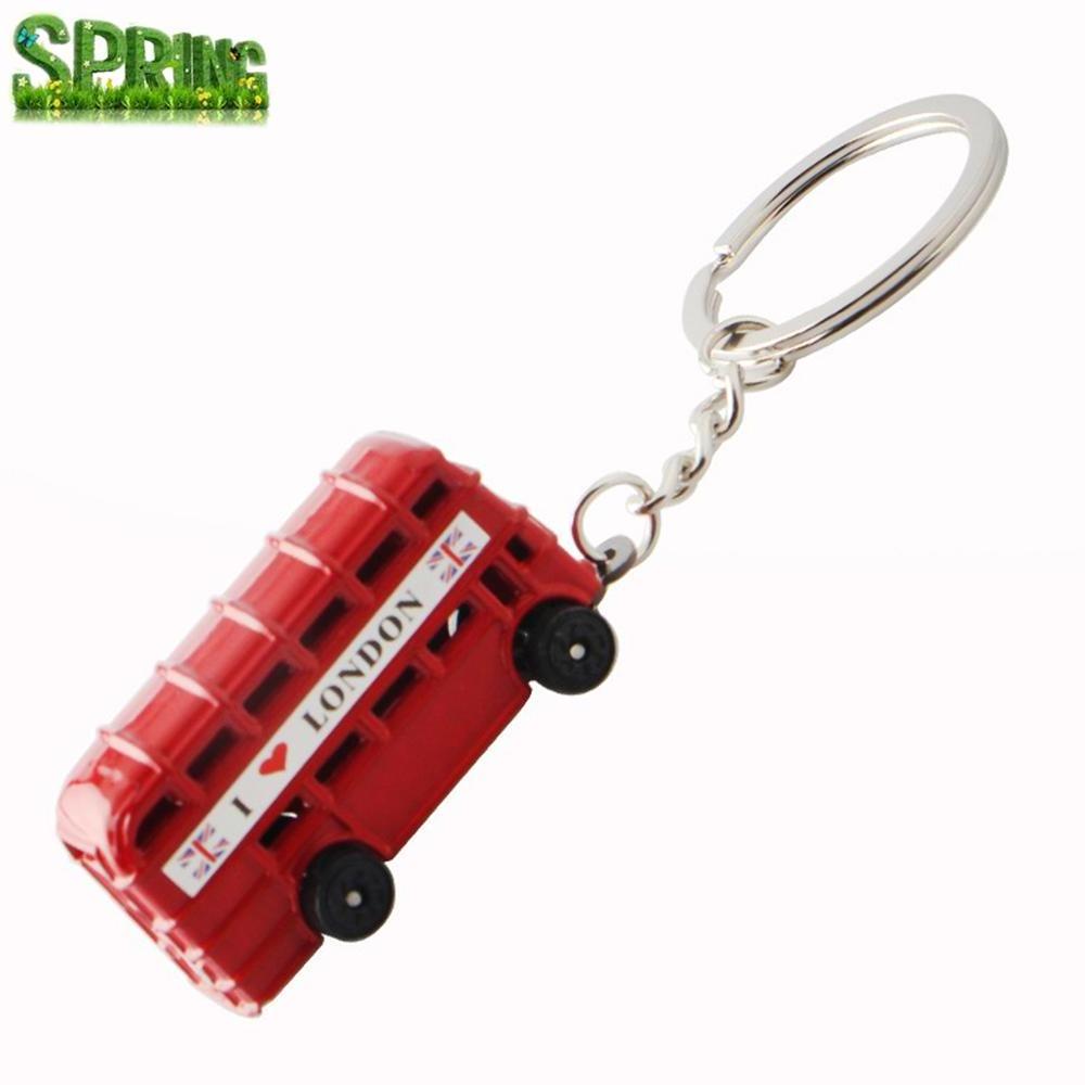 Promotion gift mini british U K Classic style phone booth keychain , england london double bus design Souvenirs key ring