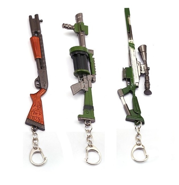 Games  model Exquisite Mini gun knife keychain , metal fans key ring , Sub machine Automatic rifle key chain