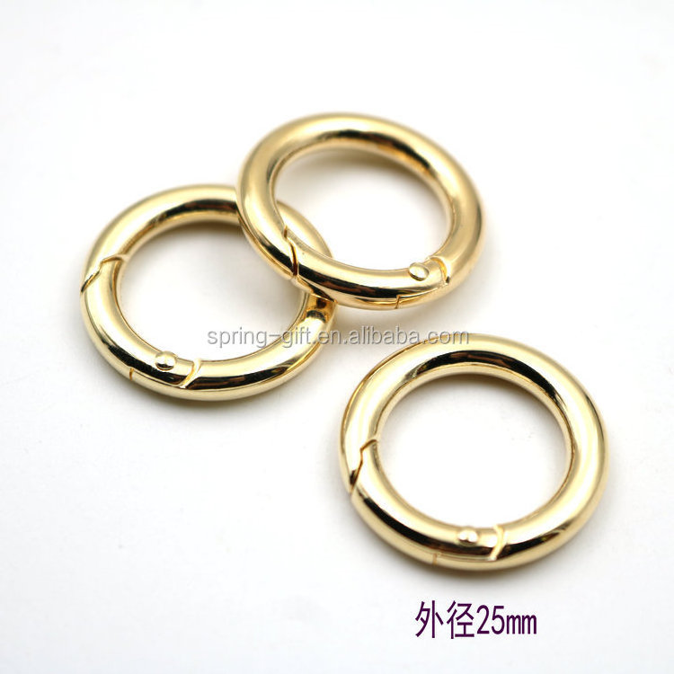 Garment & processing accessories round carabiner copper, Zinc alloy hardware metal hook Ring circle buckles 25 30 35 40 45mm