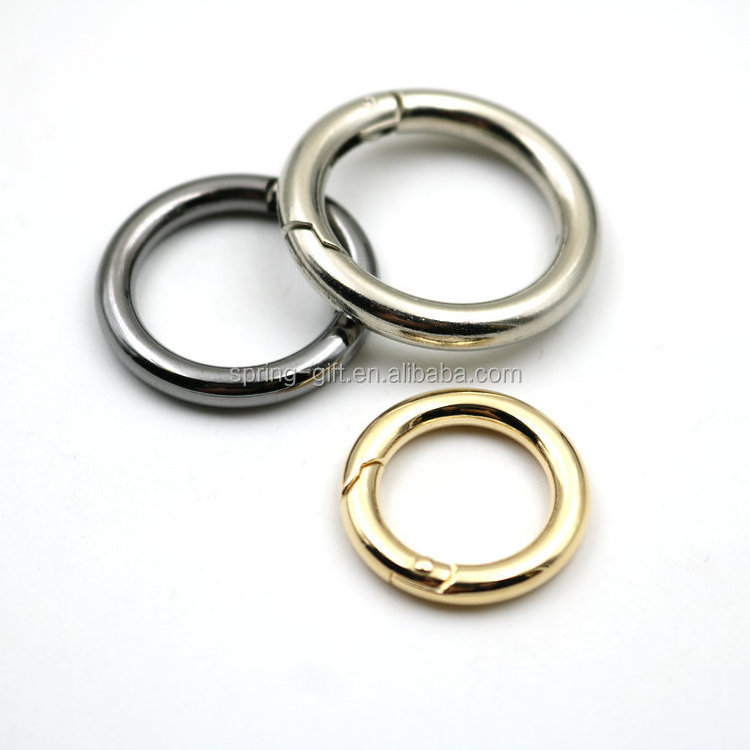 Garment & processing accessories round carabiner copper, Zinc alloy hardware metal hook Ring circle buckles 25 30 35 40 45mm