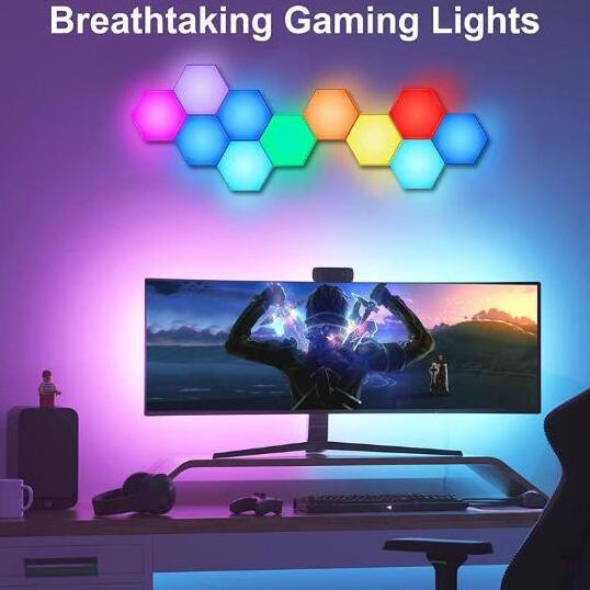 6 Pack LED Hexagon Light Panels living room bedroom gaming room Wall Lights with APP Remote Control DIY Honeycomb Lights