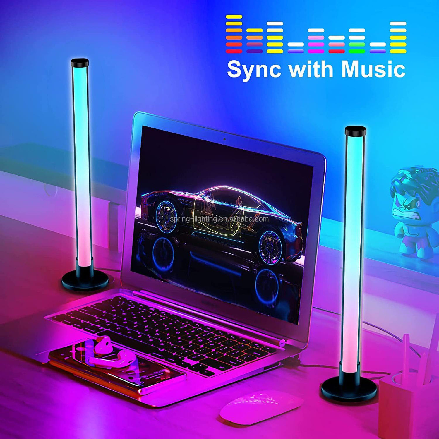 Smart LED Light Bars RGBIC Magic Color Ambient Lighting Gamer Computer Table Lamp Voice-activated Pickup Rhythm Desk Light