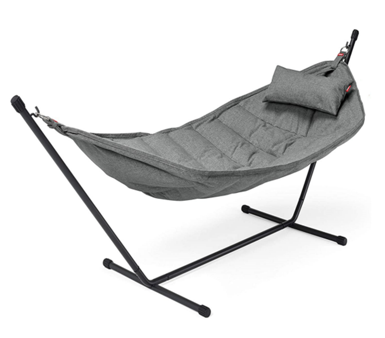 330 LBS Capacity Superb Swing Stand Hammock with Pillow and Steel Rack for Piato, Garden and Backyard