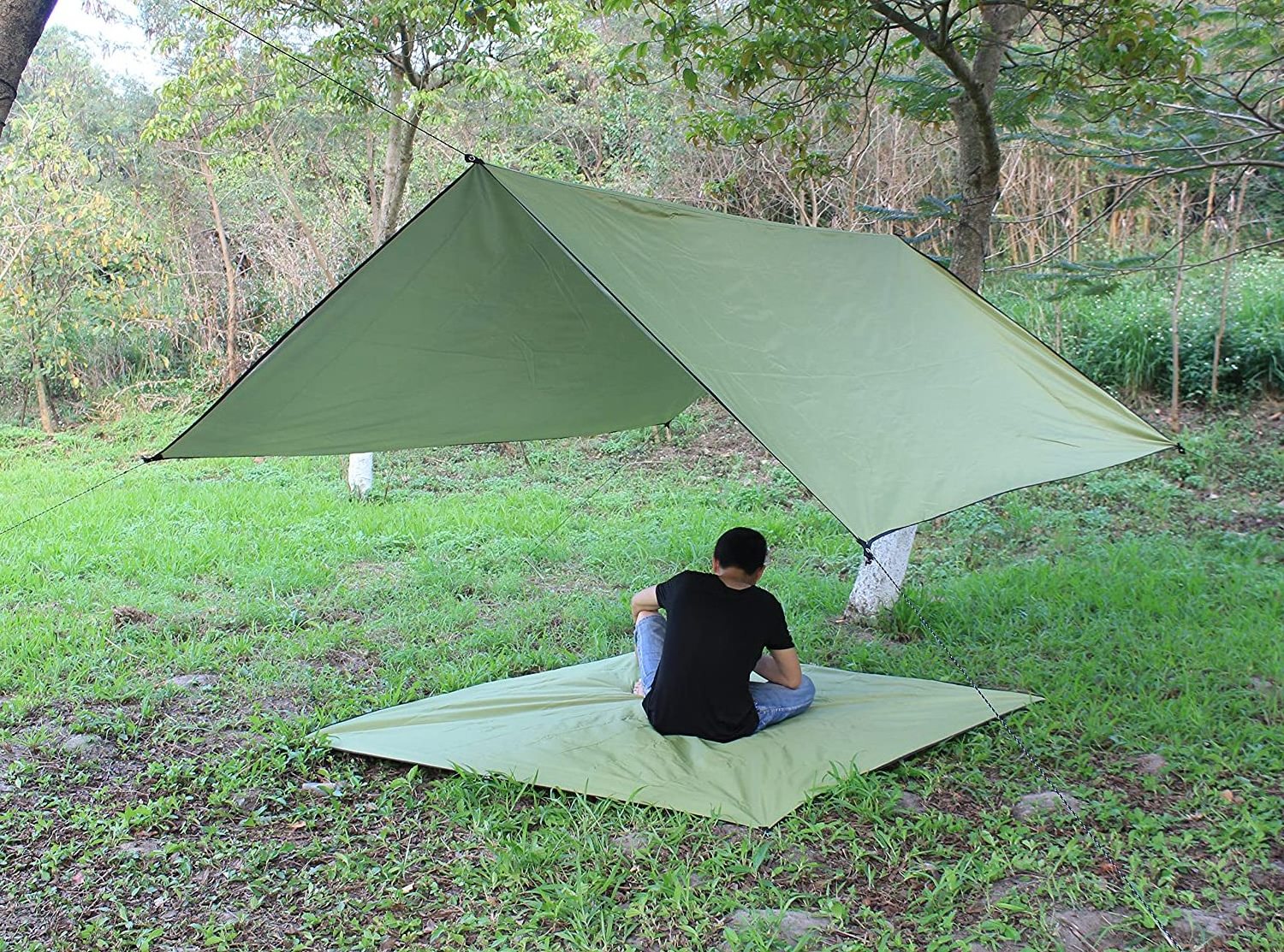 Waterproof Windproof Lightweight Durable Rainfly Shelter 3x3 Outdoor Ultralight Camping Hammock Tarp for Picnic Beach