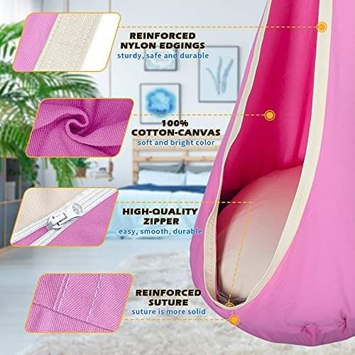 100% Cotton Child Swing Chair Kids Hanging Swing Seat Pod Hammock for Indoor and Outdoor Use