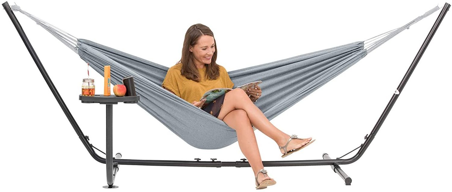 2 People Hammock with Stand Cup Holder Tray Carry Bag