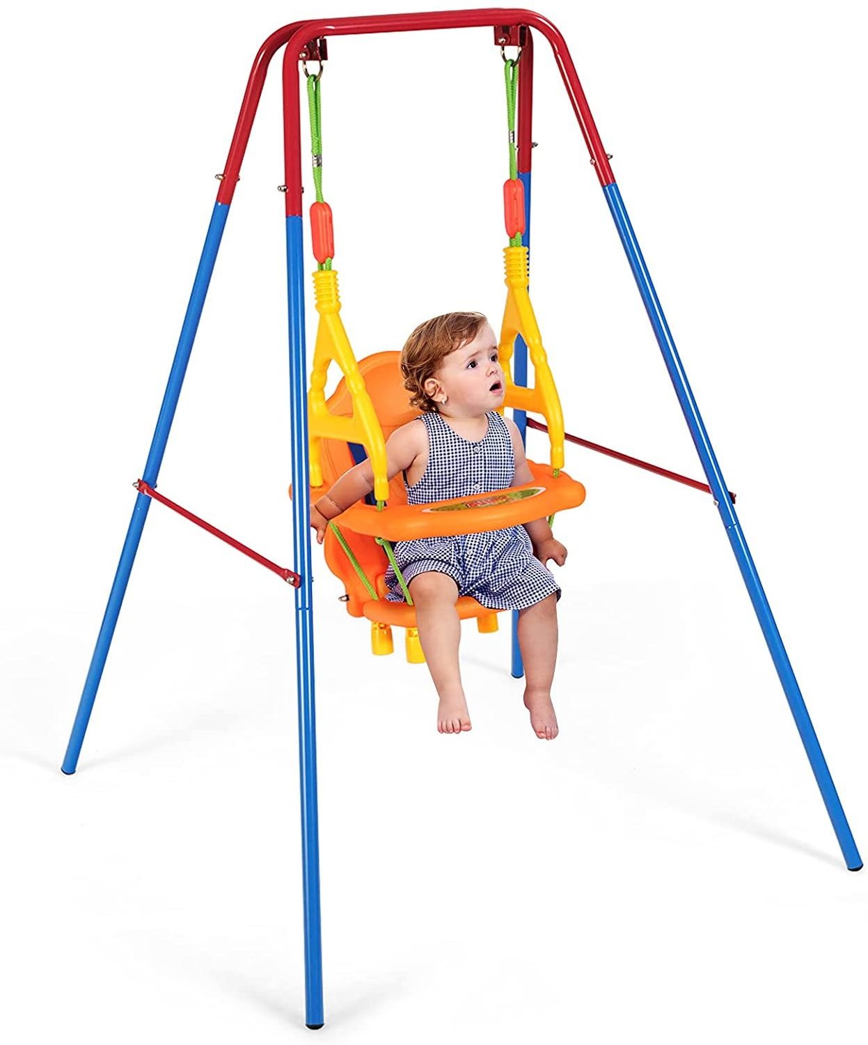 Folding Indoor Outdoor Swing Seat Set Toddler Swings Kids Single Stand Swing