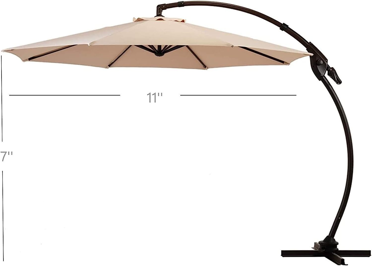 10ft 11ft Beige Canopy Patio Cantilever Offset Umbrella with 360 Rotation For Patio