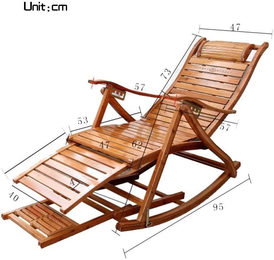 Folding Bamboo Lounge Lunch Break Chair Lazy Balcony Adult Napping Easy Rocking Chair