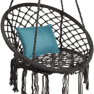 Max 330 Lbs Hammock Chair Macrame Swing - Hanging Cotton Rope Hammock Swing Chair for Indoor and Outdoor Use